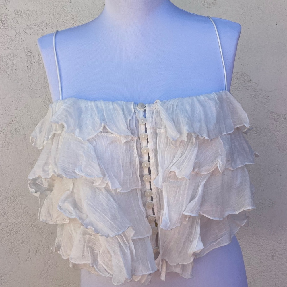 White Ruffled Going-Out Top - Picture 1 of 2